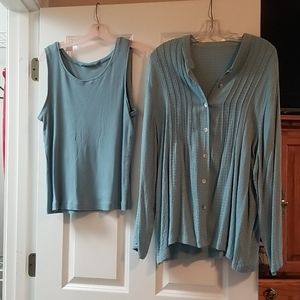 Bundle deal! Teal Tank and cardigan